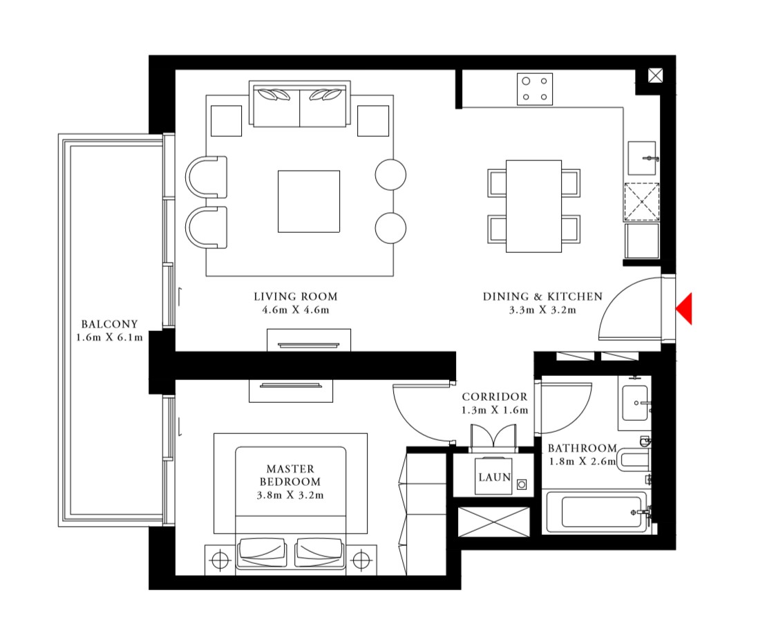 Floor plan - 1 BEDROOM 2A -  BEACH ISLE BY EMAAR  - etamea.com