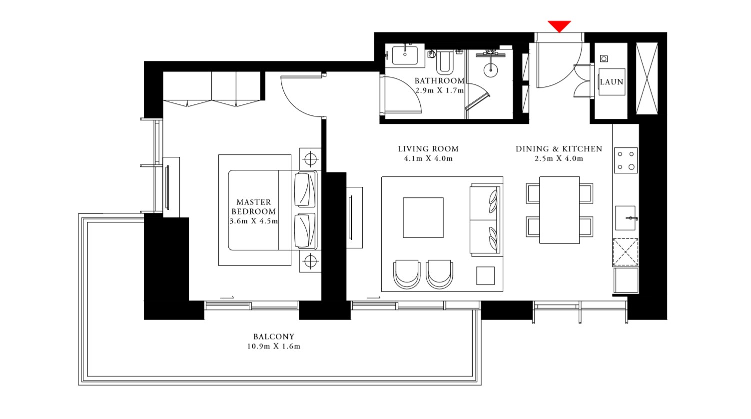 Floor plan - 1 BEDROOM TYPE 1A -  BEACH ISLE BY EMAAR  - etamea.com