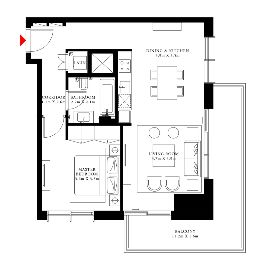 Floor plan - 1 BEDROOM TYPE 5A -  BEACH ISLE BY EMAAR  - etamea.com
