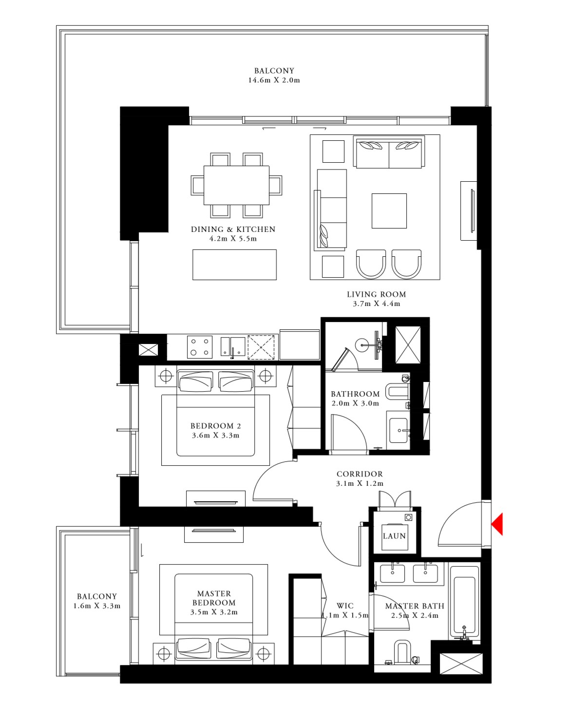 Floor plan - 2 BEDROOM 2A -  BEACH ISLE BY EMAAR  - etamea.com