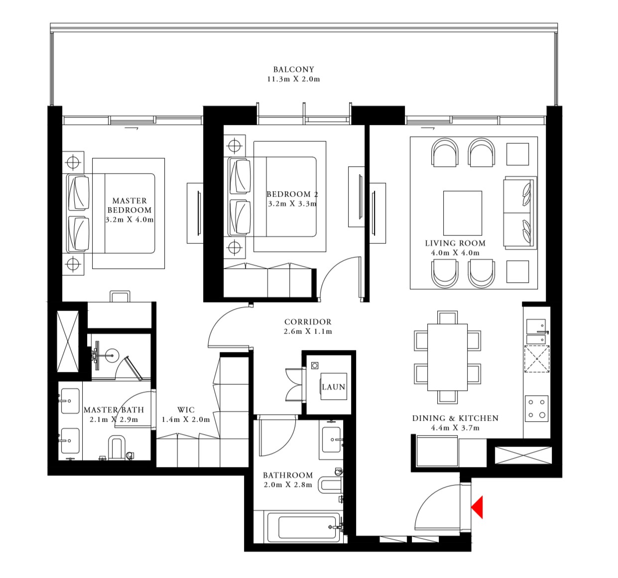Floor plan - 2 BEDROOM 3 -  BEACH ISLE BY EMAAR  - etamea.com