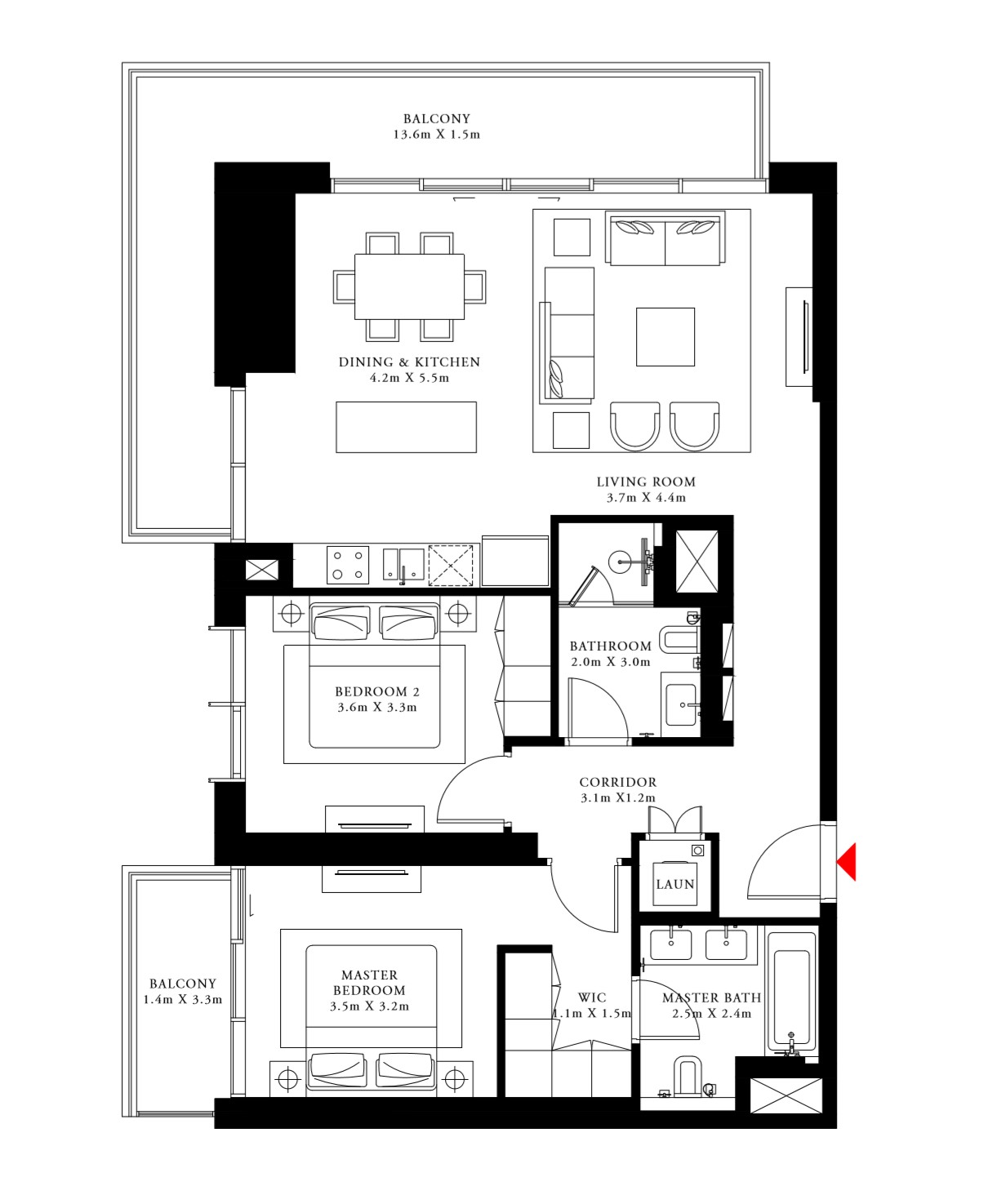 Floor plan - 2 BEDROOM TYPE 2 -  BEACH ISLE BY EMAAR  - etamea.com