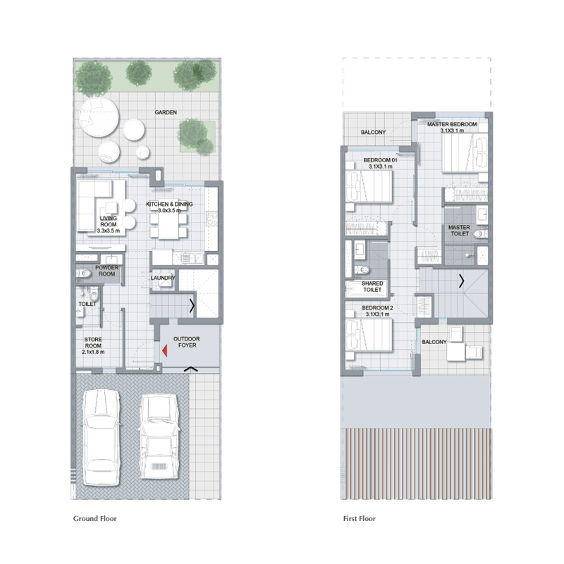Floor plan - 3 BEDROOM -  EXPO GOLF VILLAS by EMAAR  - etamea.com
