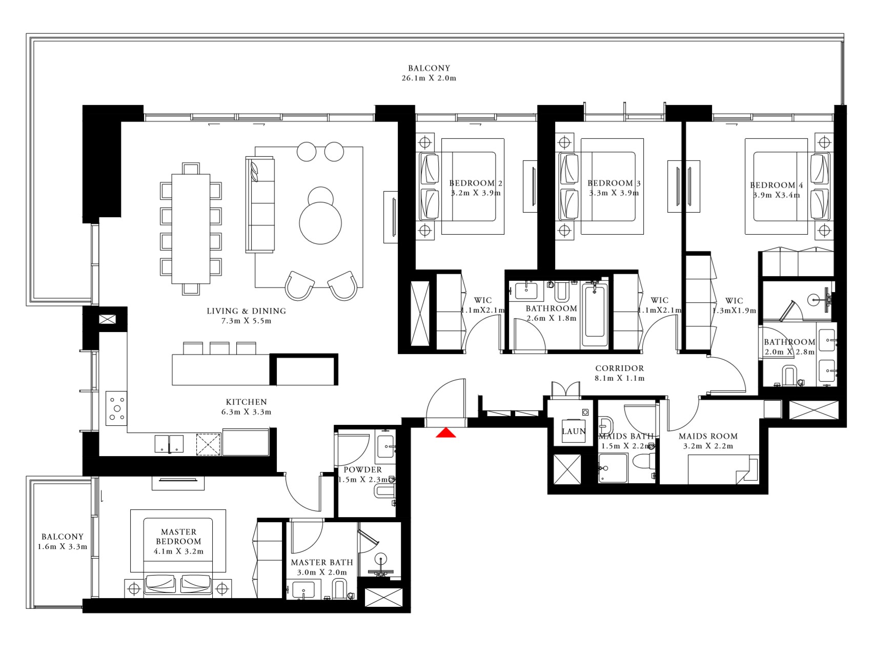 Floor plan - 4 BED ROOM TYPE 5A -  BEACH ISLE BY EMAAR  - etamea.com