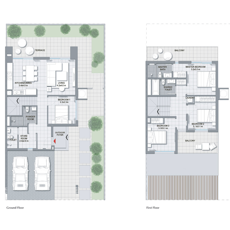 Floor plan - 4 BEDROOM -  EXPO GOLF VILLAS by EMAAR  - etamea.com