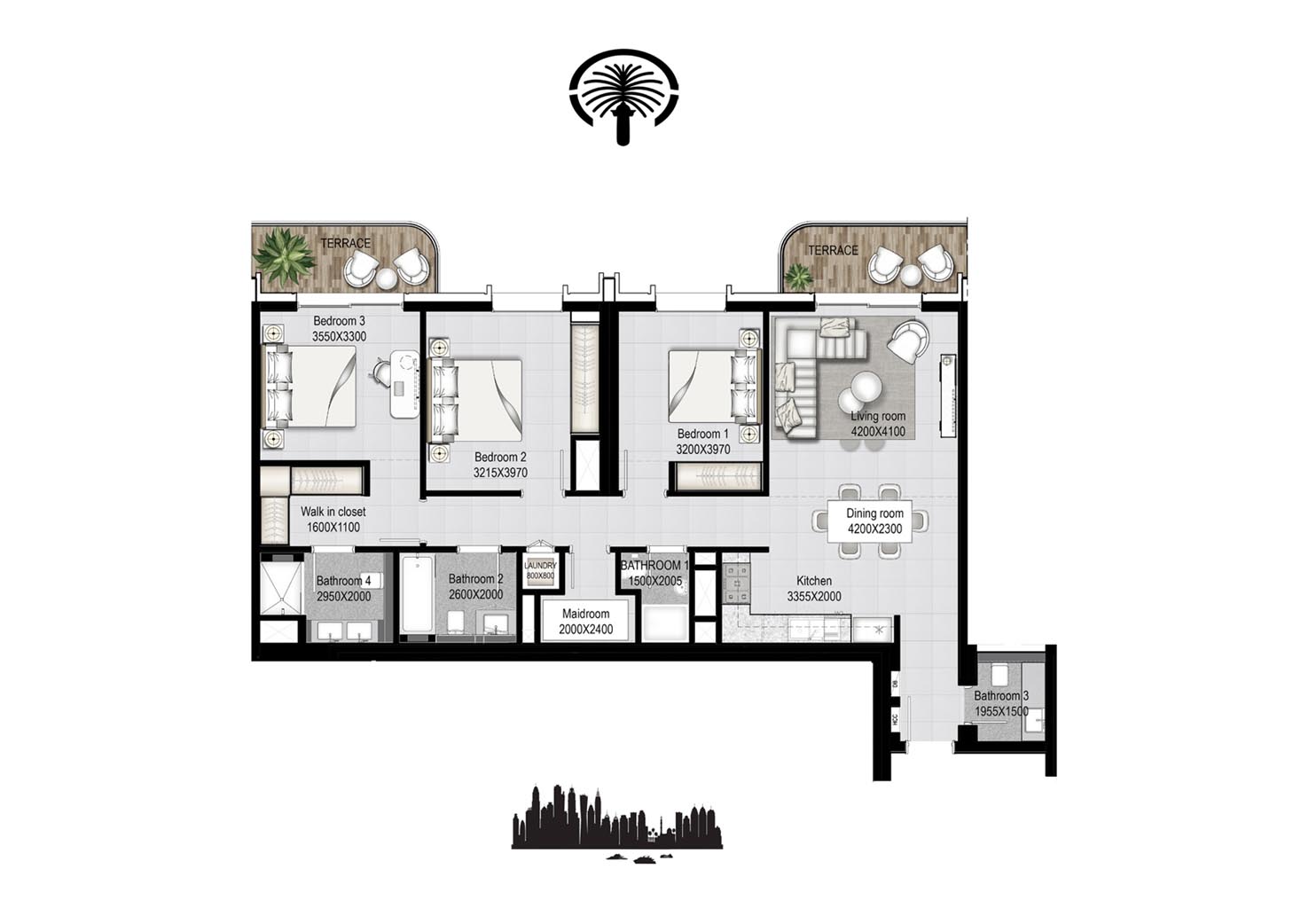 Floor plan - 3 Bedroom - Type 4 -  MARINA VISTA - EMAAR BEACHFRONT - Private Beach Living  - etamea.com
