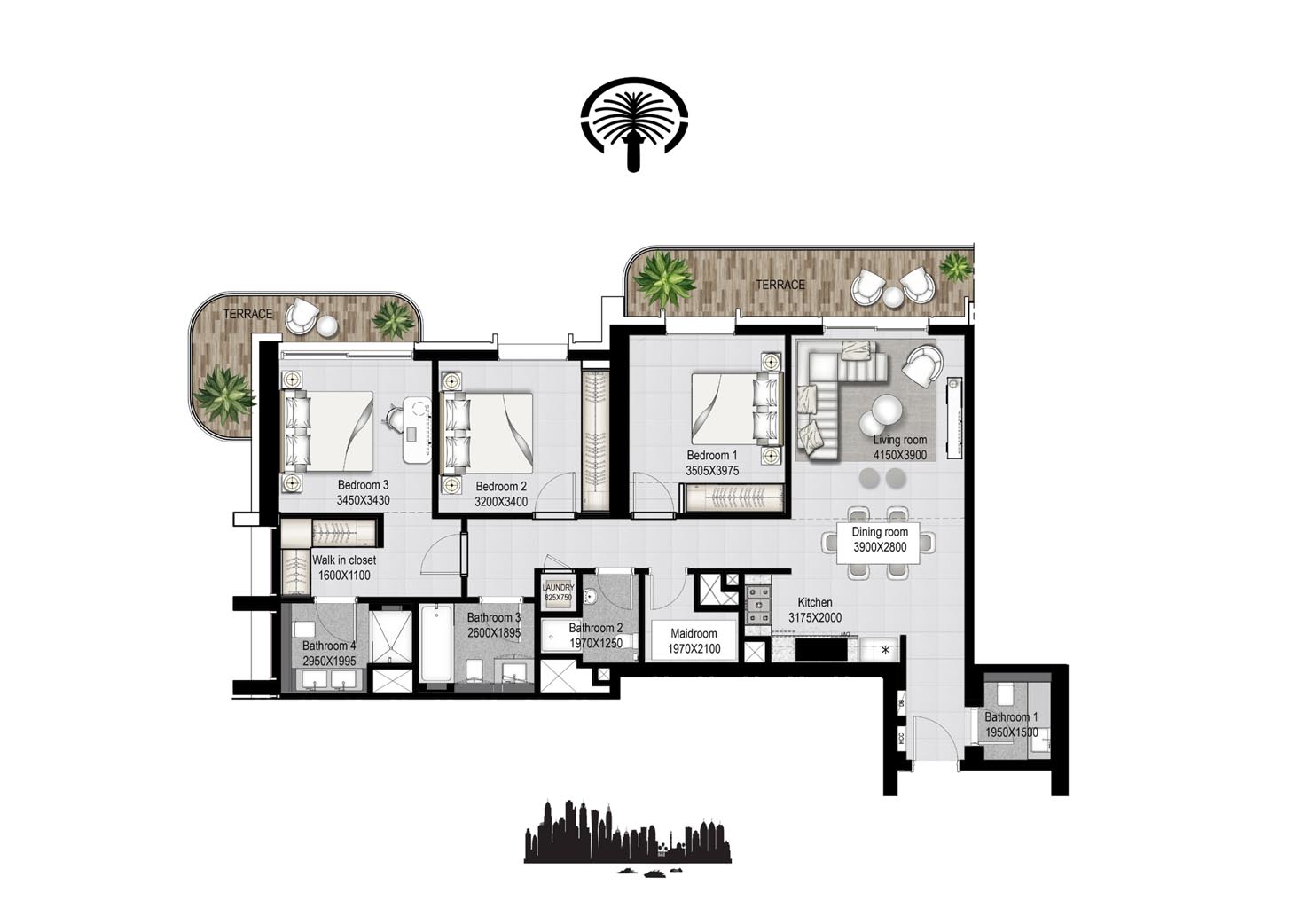 Floor plan - 3 Bedroom - Type 5 -  MARINA VISTA - EMAAR BEACHFRONT - Private Beach Living  - etamea.com