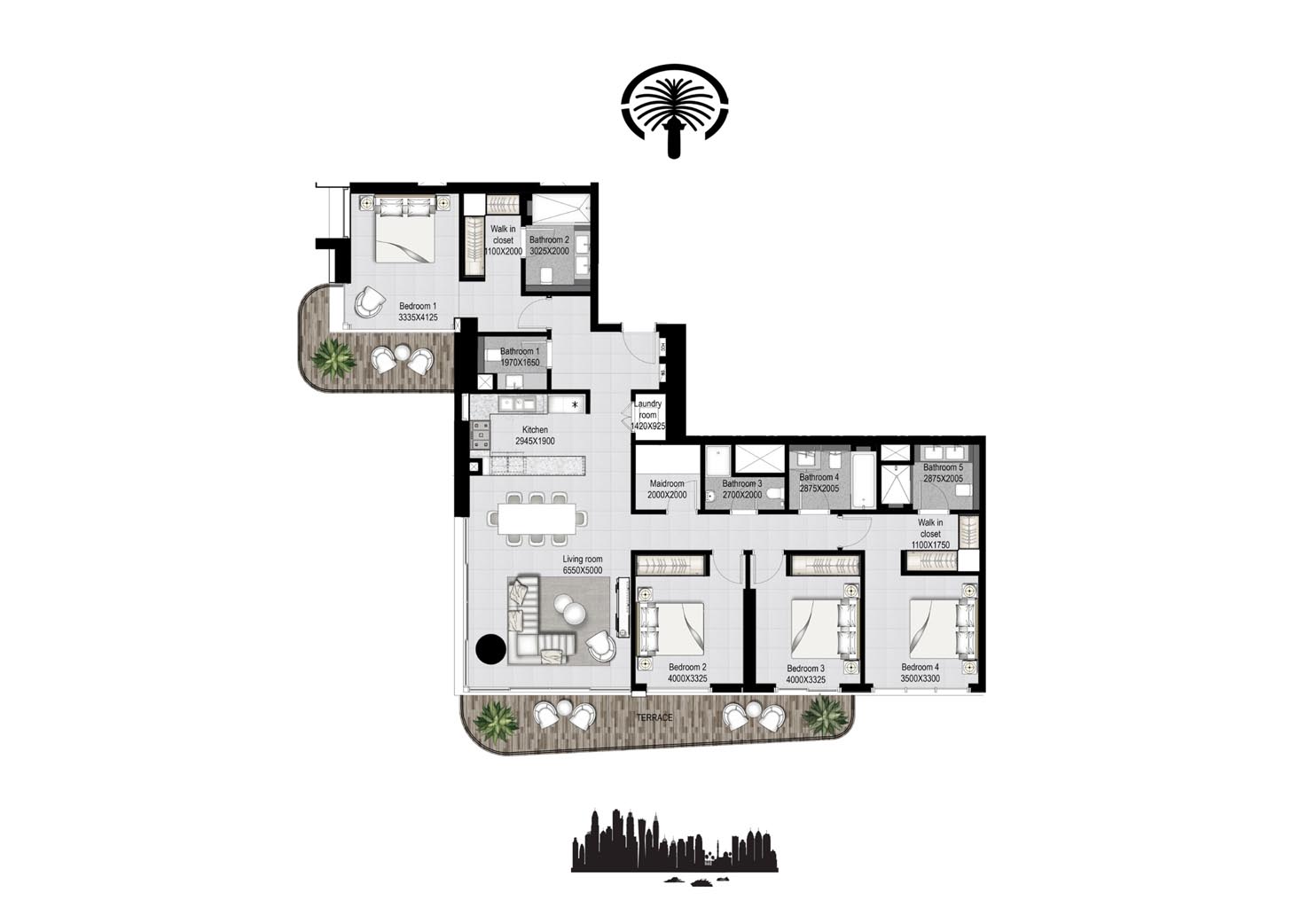 Floor plan - 4 Bedroom - Type 1 -  MARINA VISTA - EMAAR BEACHFRONT - Private Beach Living  - etamea.com