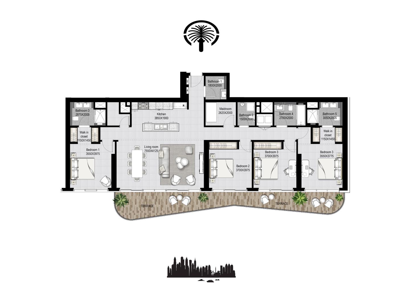 Floor plan - 4 Bedroom - Type 2 -  MARINA VISTA - EMAAR BEACHFRONT - Private Beach Living  - etamea.com