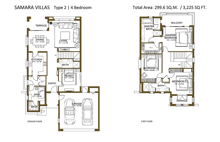 Floor plan - 4 Bedroom -  Samara by  Emaar   - etamea.com