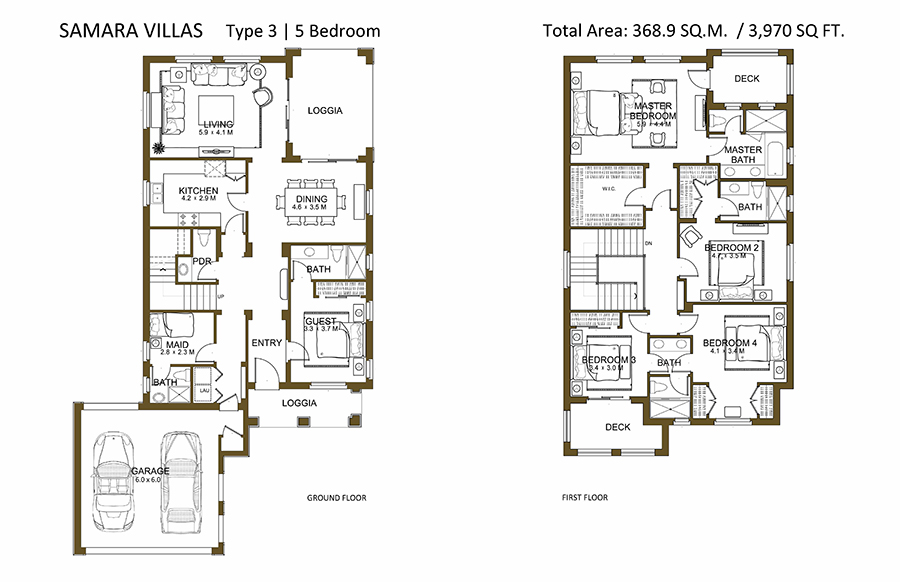Floor plan - 5 Bedroom -  Samara by  Emaar   - etamea.com