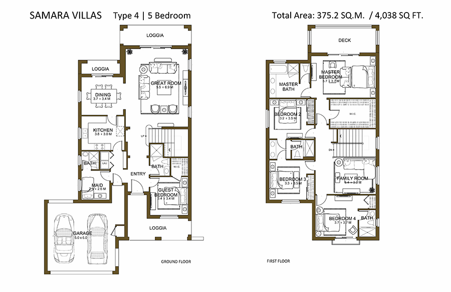Floor plan - 5 Bedroom -  Samara by  Emaar   - etamea.com