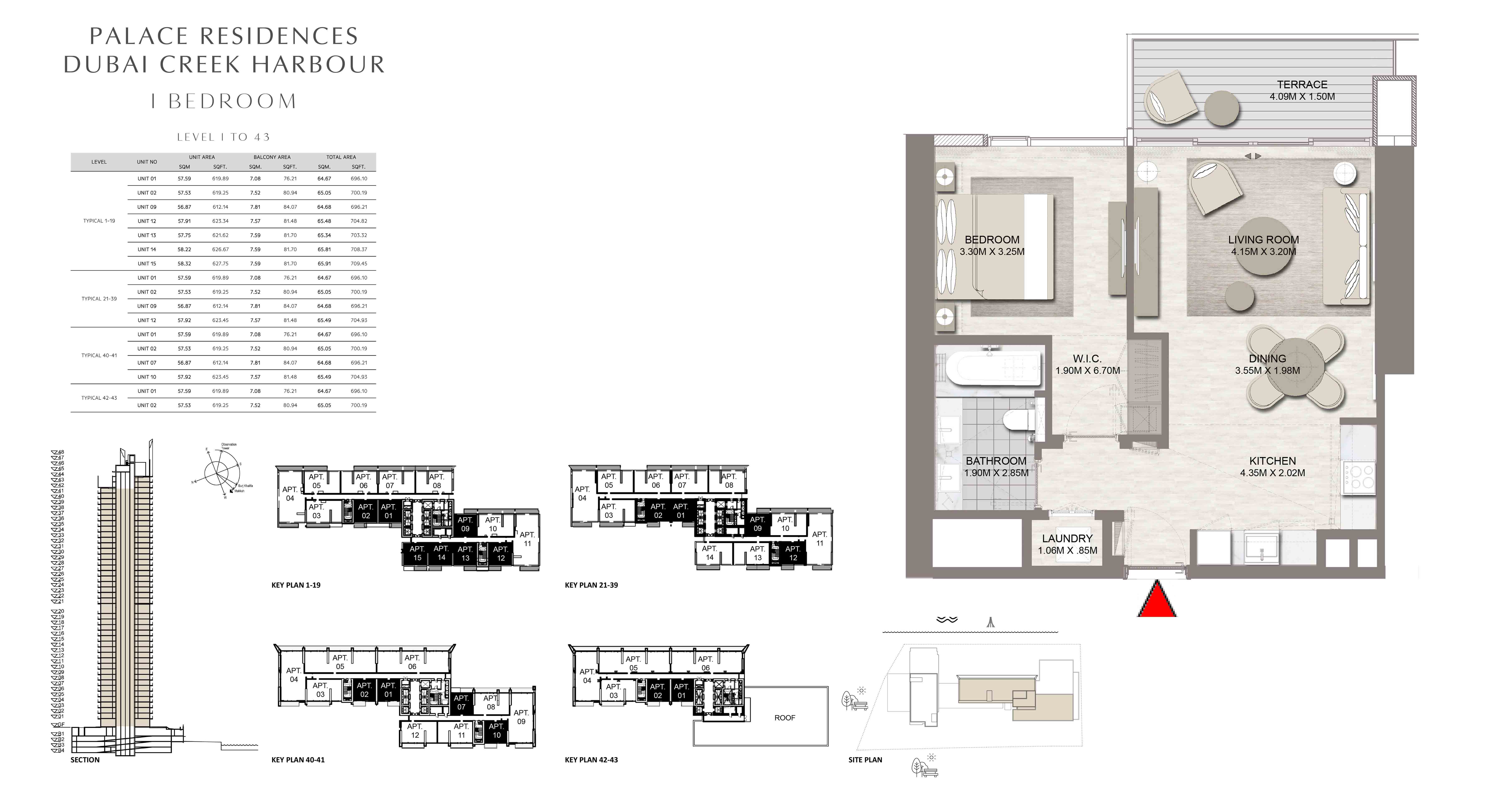 Floor plan - 1 BED ROOM -  PALACE RESIDENCES  - etamea.com