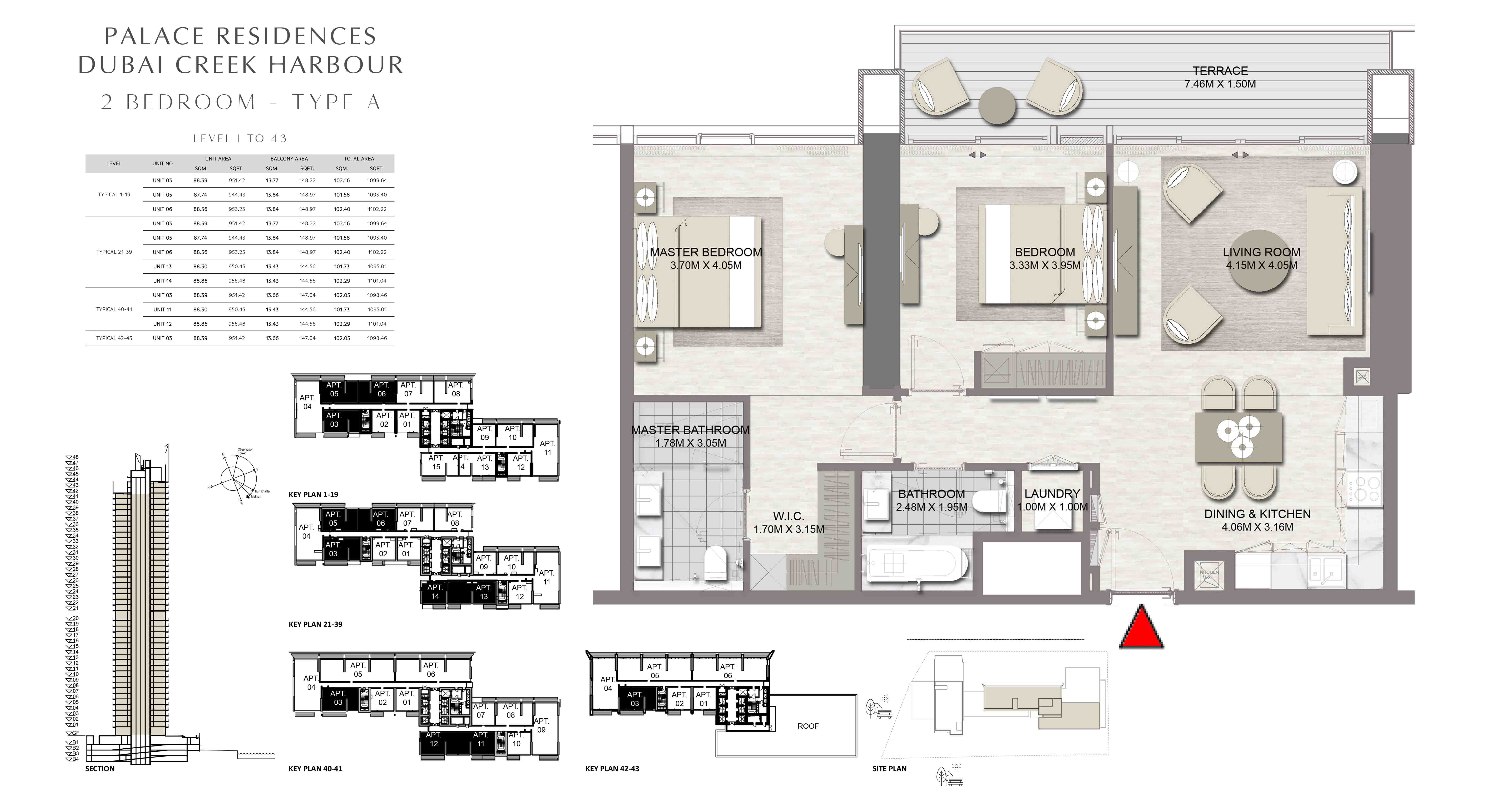 Floor plan - 2 BED ROOM (TYPE-A) -  PALACE RESIDENCES  - etamea.com