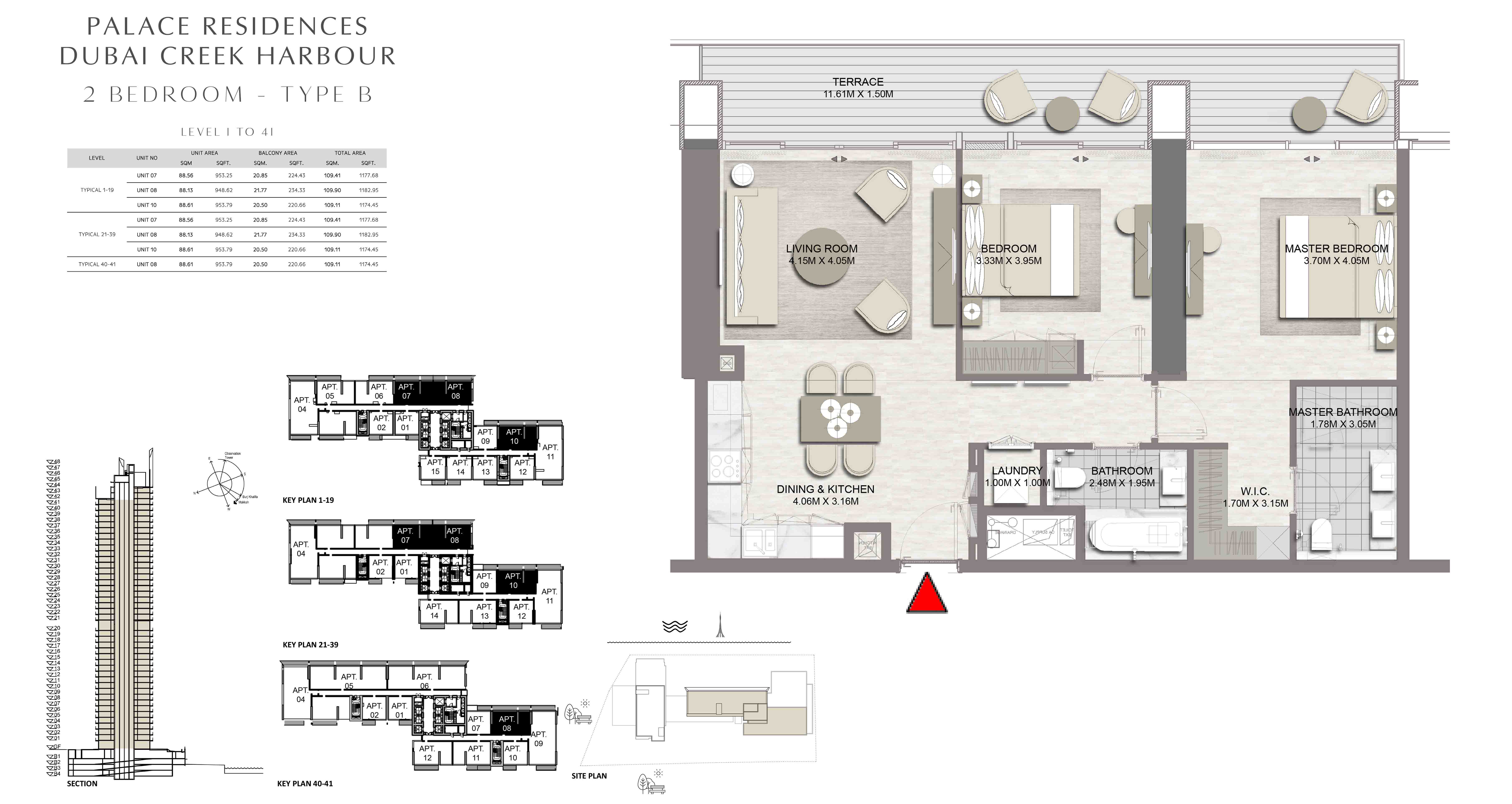 Floor plan - 2 BED ROOM (TYPE-B) -  PALACE RESIDENCES  - etamea.com