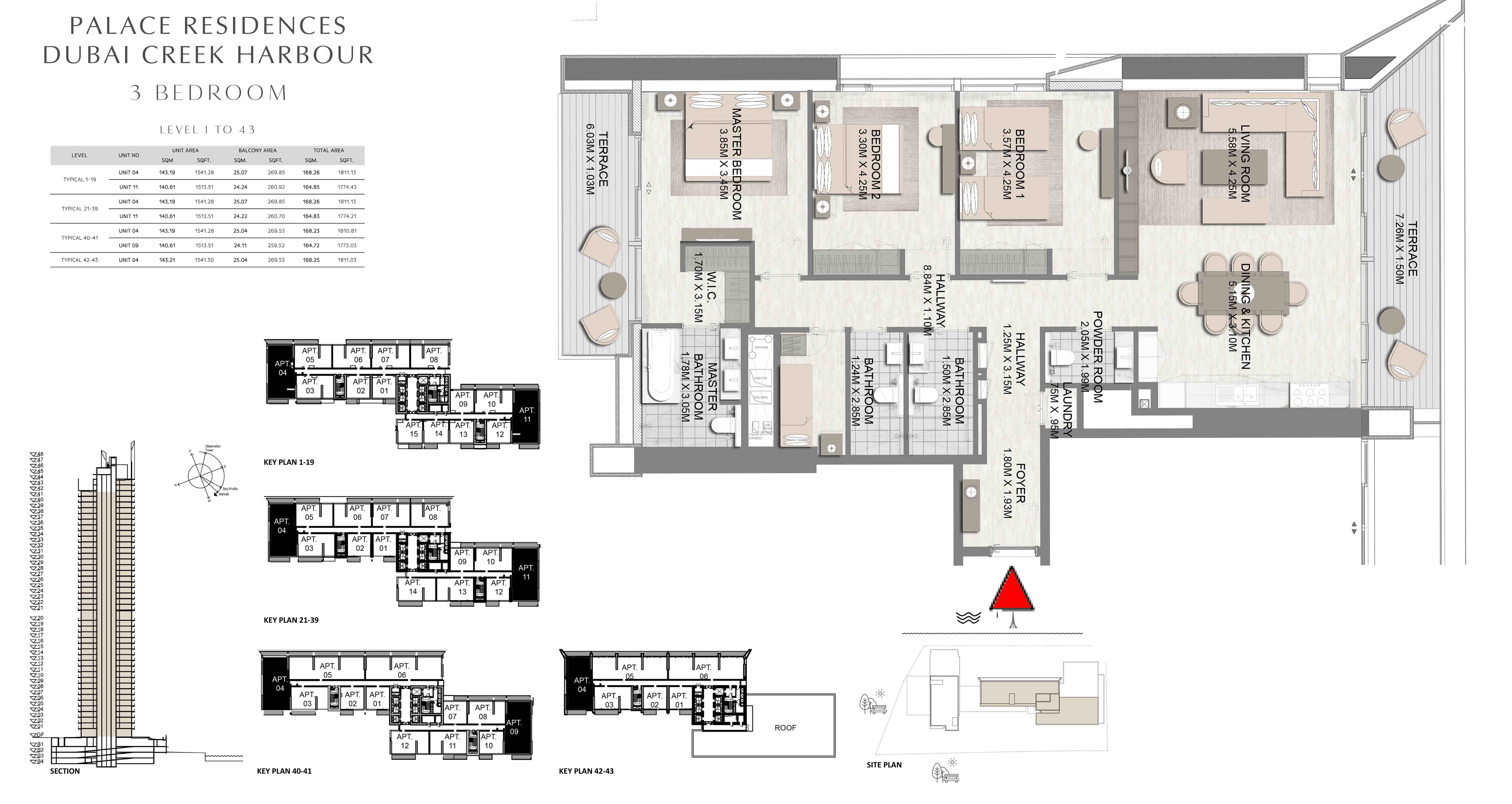 Floor plan - 3 BED ROOM -  PALACE RESIDENCES  - etamea.com